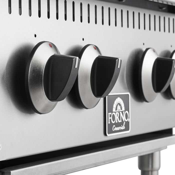FORNO Commerciale 24 Inch Gas Hotplate with 4 Burners, 104,000 BTU, Stainless Steel - FCMHP0079-24
