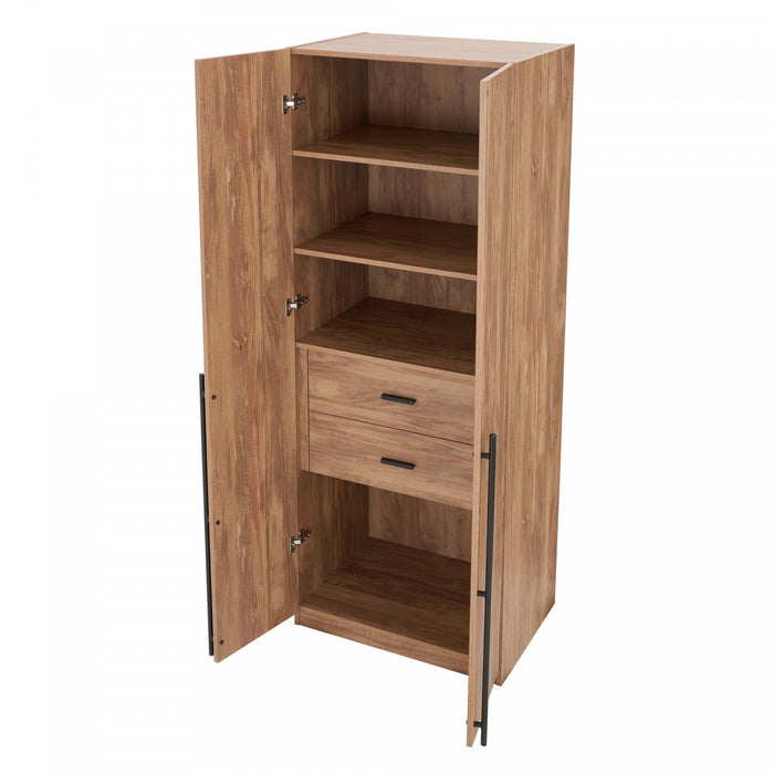 Lee Modern 32\" Wardrobe Closet in Golden Brown - Set of 2 Armoire