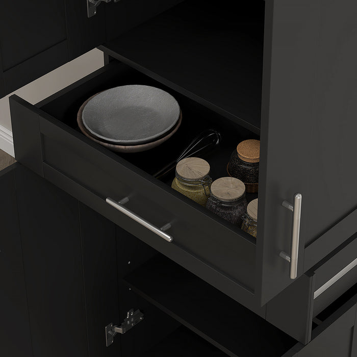 HOMCOM Modern Kitchen Pantry with Shelves, Black