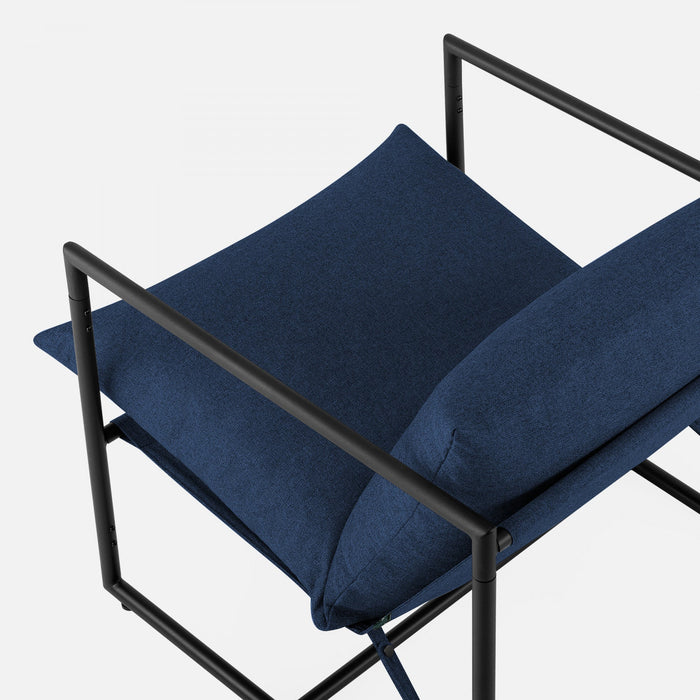 Aidan Metal Frame Sling Accent Chair with Cushions - Navy