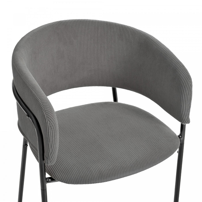 Ethan Set of 2 Modern Corduroy Upholstery Side Chair with Angled Legs and Adjustable Feet,Grey Dining Chair