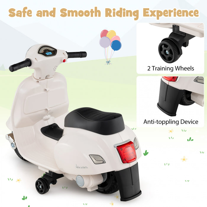 Costway Kids Ride On Motorcycle With Training Wheels Headlight Horn 6v Battery White