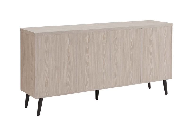 Jodie Mid-Century Modern 65\" Fluted Sideboard in Whitewashed Oak Buffet