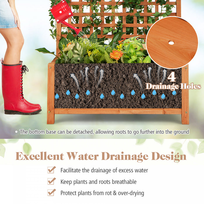 Costway Raised Garden Bed Planter Box Climbing Plants Container With Trellis &hanging Roof