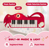 Costway 25-Key Kids Piano Keyboard Dinosaur Shape Toy Digital Piano with Built-in Music & Light Red