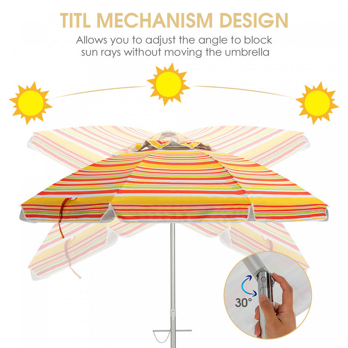 Costway 6.5FT Patio Beach Umbrella Sun Shade Tilt Carry Bag