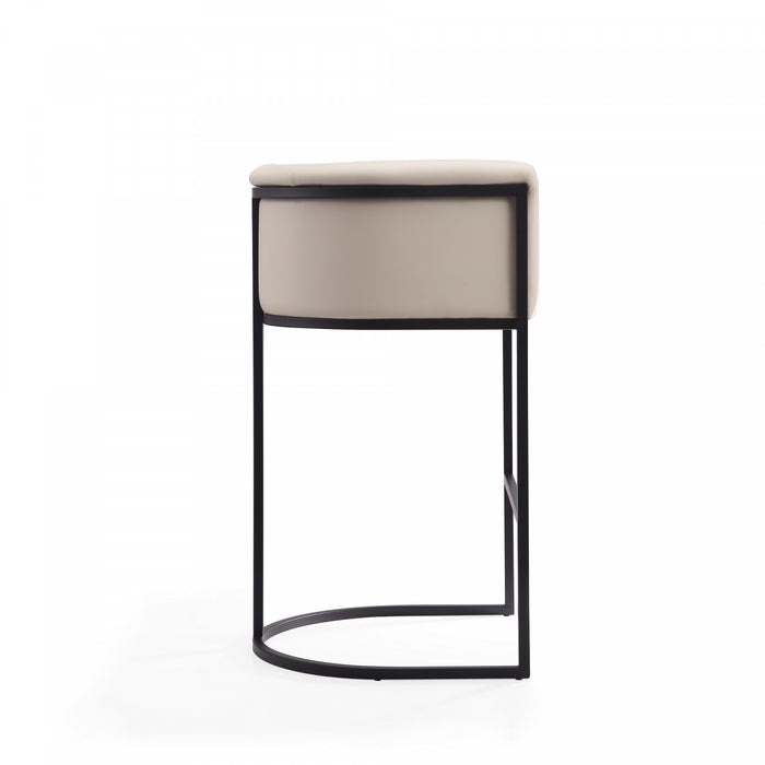 Cosmopolitan Mid-Century Modern Metal Upholstered Barstool in Cream - Set of 2 Bar Stool
