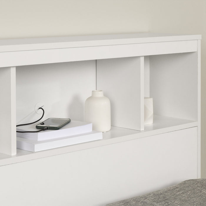 Spark Bookcase Headboard With Storage - Pure White