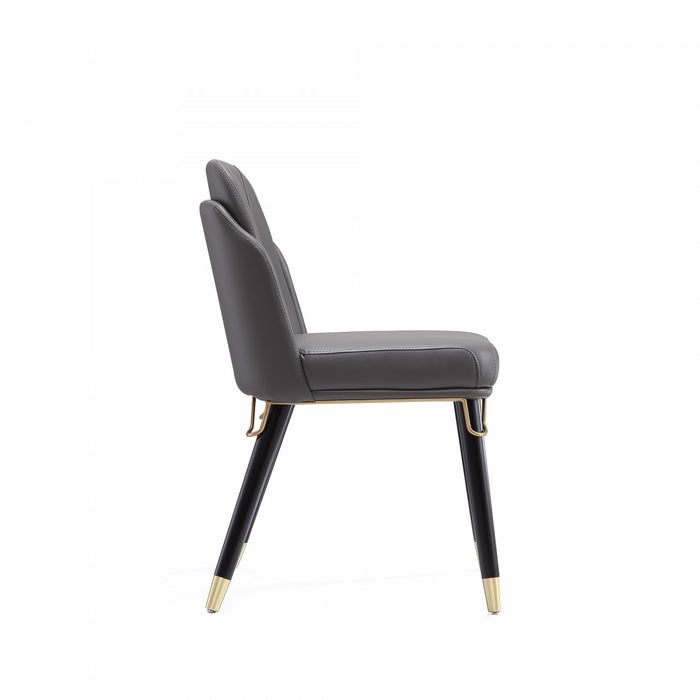 Estelle Modern Vegan Leather Wood Dining Chair in Graphite - Set of 2