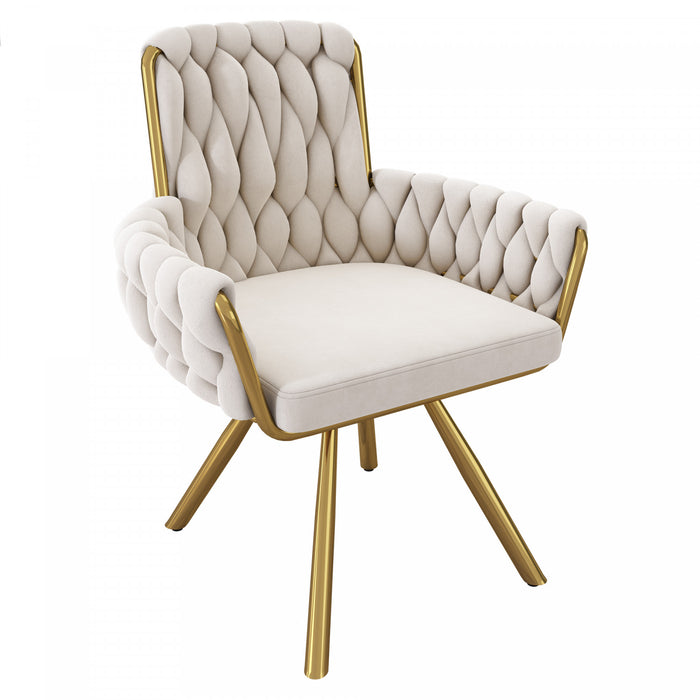 Timothy Velvet Swivel Dining Chairs with Tufted Upholstered and Metal Legs Set of 4, Glod