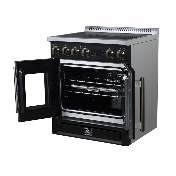 Forno Torino French Door 30 Inch Black Induction Range, 4.32 cu.ft. - FFSIN0950-30BLK Electric Range