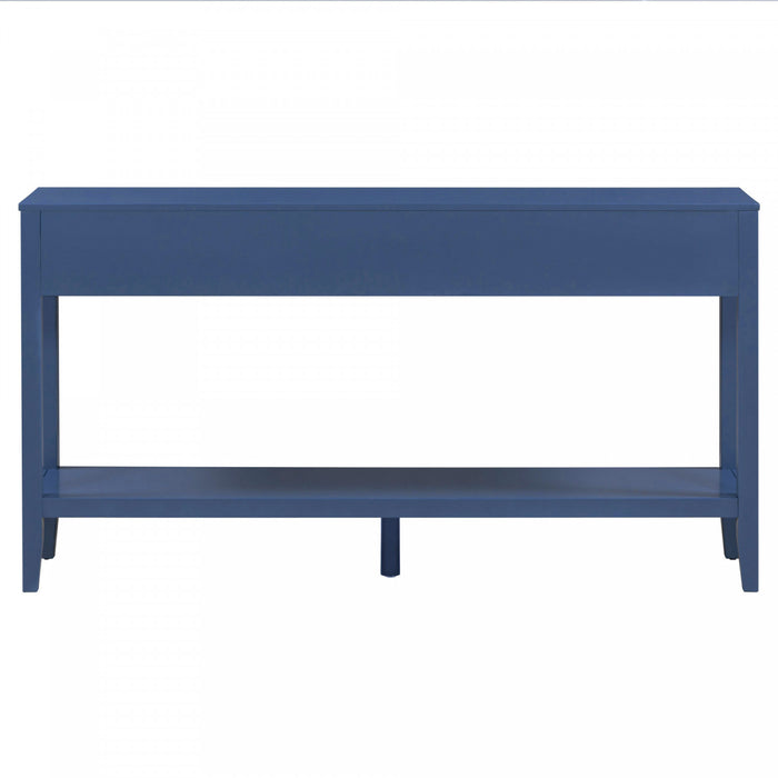 Emma 59.1'' Farmhouse Entryway Table with Drawers and Open Shelf,Blue Sofa Table