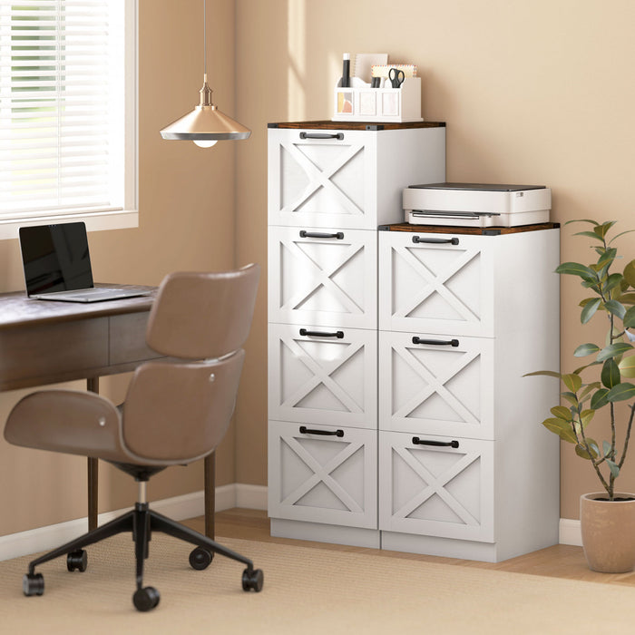 HOMCOM 4 Drawer File Cabinet, Filing Cabinet Fits Letter/A4 Size, White