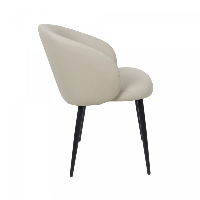 Looma Contemporary Modern Vegan Leather Metal Side Chair in Stone Gray - Set of 2