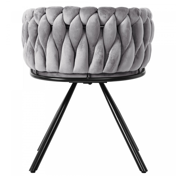 Amelia Velvet Swivel Dining Chairs with Tufted Upholstered and Metal Legs Set of 2, Grey