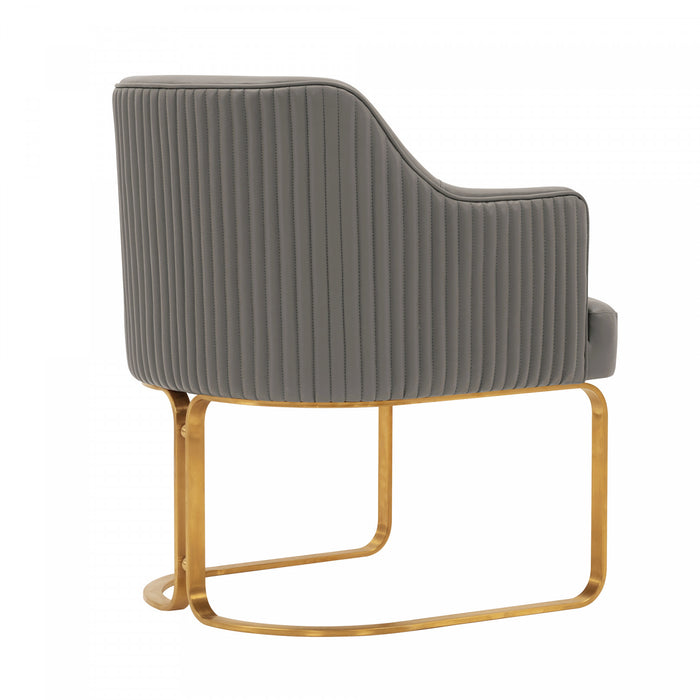 Raya Modern Wood Vegan Leather Dining Chair in Taupe - Set of 2