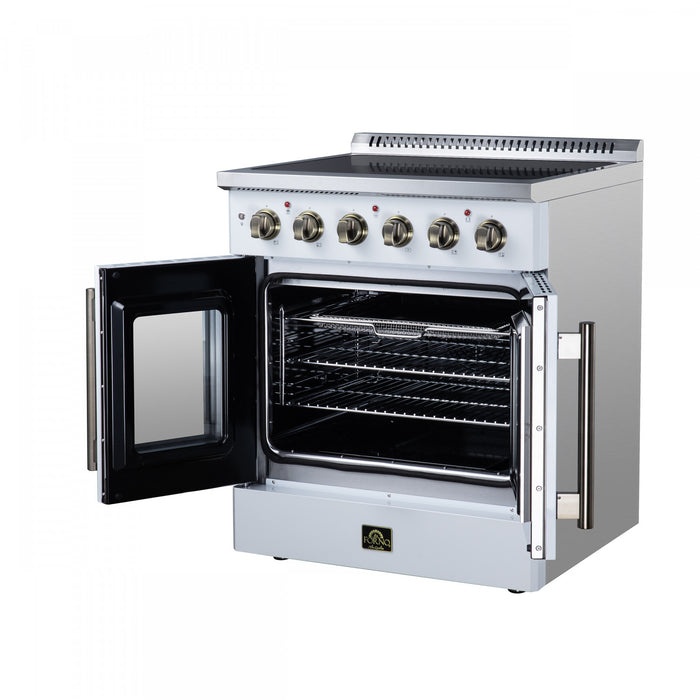 Galiano 30 Inch French Door Electric Range, 4 radiant burners, 4.32 cu.ft., White - FFSEL6917-30WHT