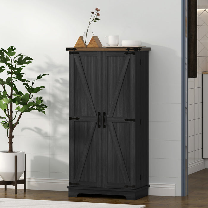 HOMCOM Kitchen Pantry Cabinet with Adjustable Shelves Storage Cabinet Black