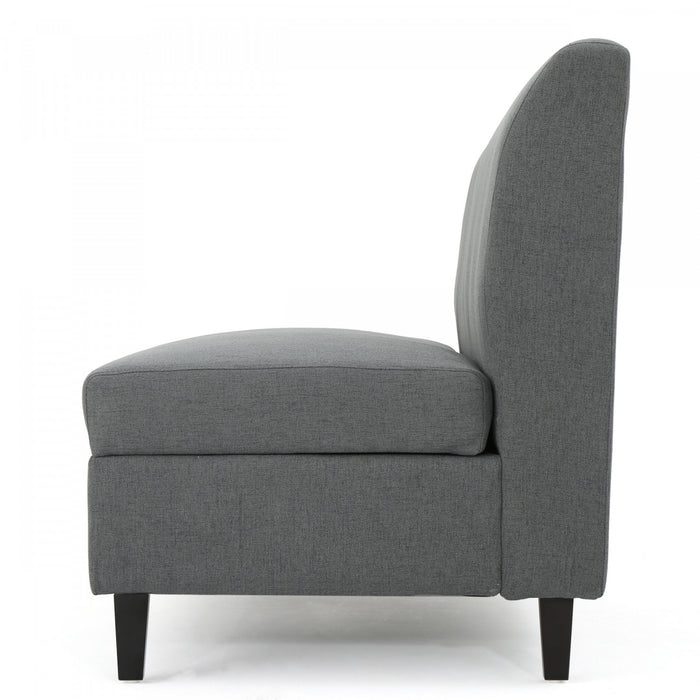 Haley Fabric Armless Loveseat With Hidden Storage And Wood Legs - Charcoal