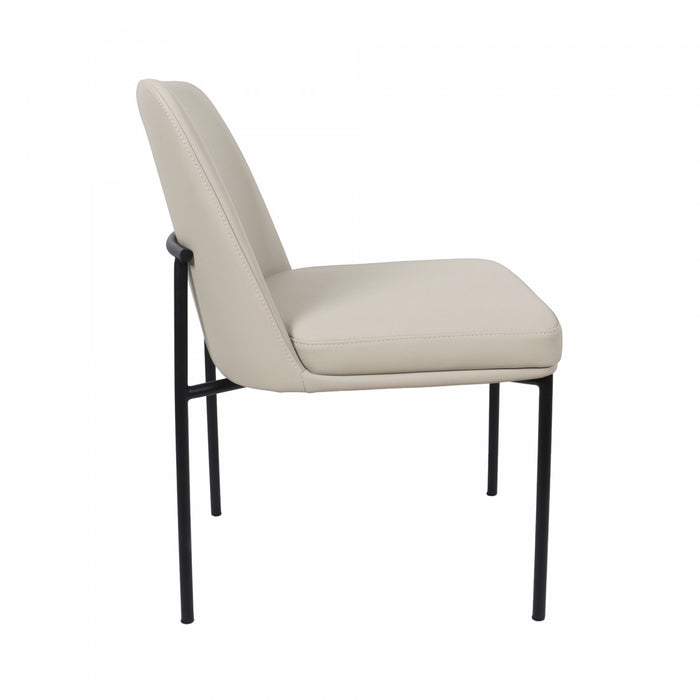 Loft Contemporary Vegan Leather Metal Side Chair in Stone Gray - Set of 2