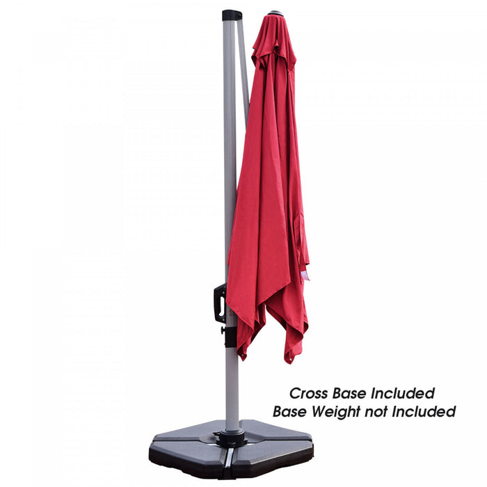 Costway 10Ft Square Patio Offset Cantilever Umbrella 360 Degree Tilt Aluminum Red