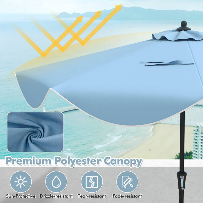 Costway 9 FT Patio Umbrella 2-Tier Market Table Umbrella with Crank Handle & 8 Ribs Navy