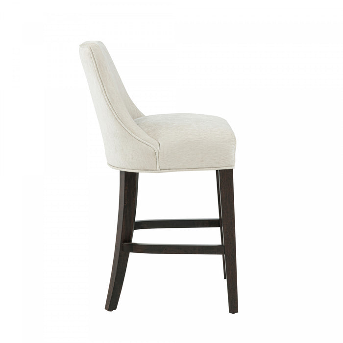 Beever Modern Chenille Wood Counter Stool in Cream - Set of 3 Bar Stool