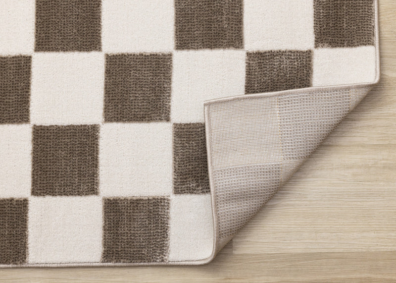 Leopold Checkered Brown White Geometric Area Rug - 2'7\" x 4'11\"