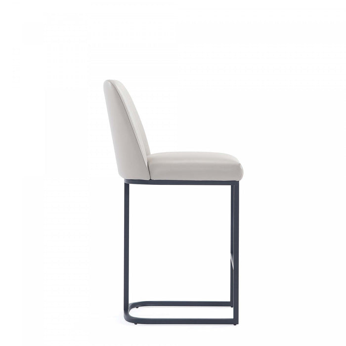 Serena Modern Metal Upholstered Counter Stool in Light Gray - Set of 3 Bar Stool