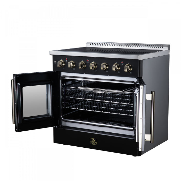 Galiano 36 Inch French Door Electric Range, 5 radiant burners, 5.36 cu.ft., Black - FFSEL6917-36BLK