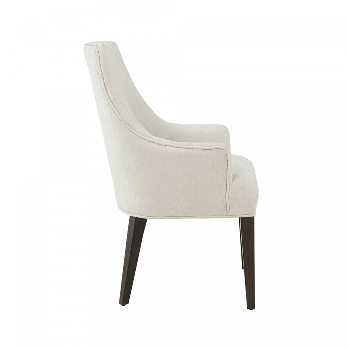 Beever Modern Chenille Wood Armchair in Cream - Set of 2 Dining Chair