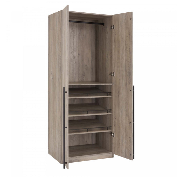 Lee Modern 32\" Wardrobe Closet in Rustic Gray Armoire