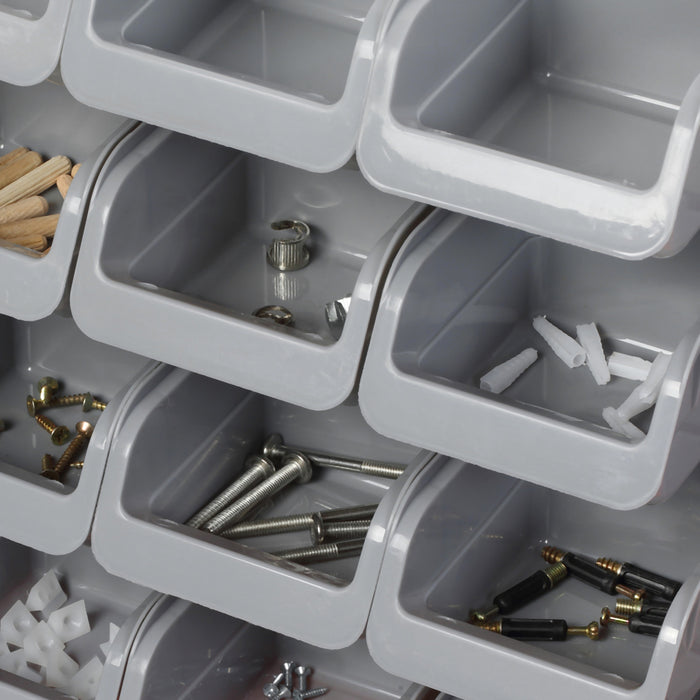 Durhand 44pc Wall Mounted Storage Bins Parts Rack Kit With Pegboard