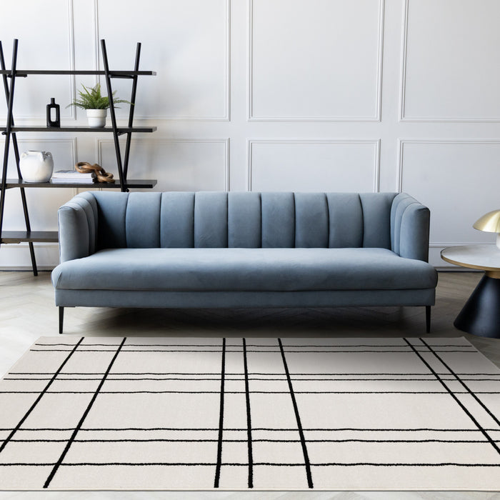 Covington Grey White Checkered Pattern Rug, 5'3\" x 7'7\" Indoor Area Rug