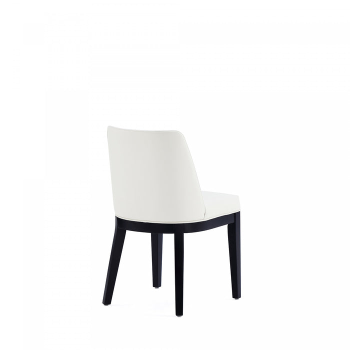 Gansevoort Modern Wood Vegan Leather Dining Chair in Ivory - Set of 4