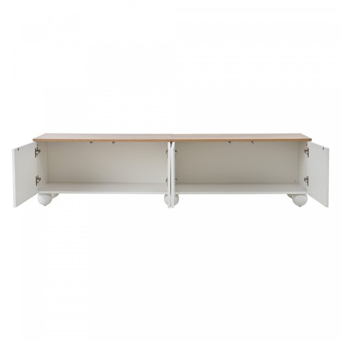 Nathan TV Stand with 4 Doors Large Storage,White