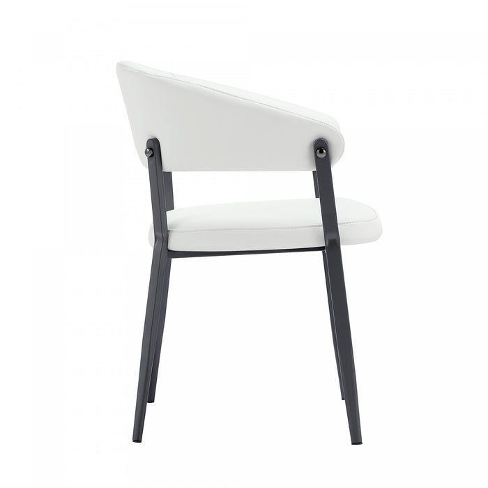 Belle Modern Metal Upholstered Dining Chair in White - Set of 4