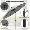 Costway 10 FT Solar Patio Umbrella with 96 LED Lights 35° Adjustable Tilt Vented Top Gray
