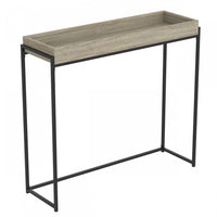 40” Modern Console Table With Sunkey Tray - Dark Taupe With Black Metal 