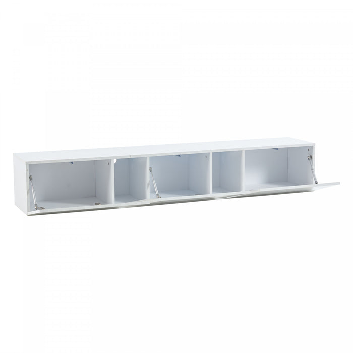 Lumina 64.9 Inch Wall-Mounted TV Cabinet with LED Lights and Acrylic Doors, White