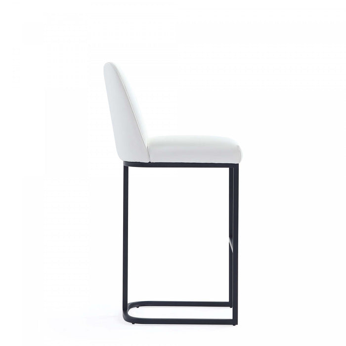 Serena Modern Metal Upholstered Barstool in White - Set of 3 Bar Stool