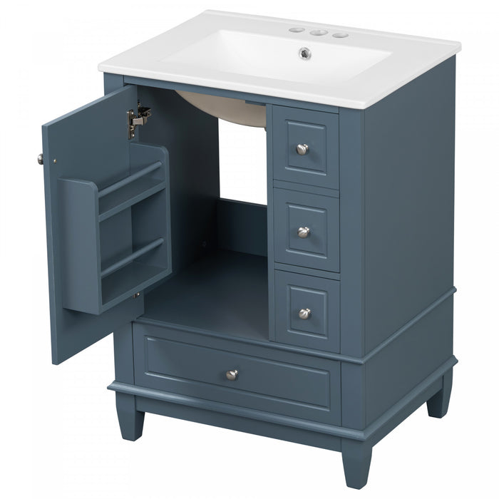 Sophia 24\" Bathroom Vanity with Ceramic Sink, Gray Blue