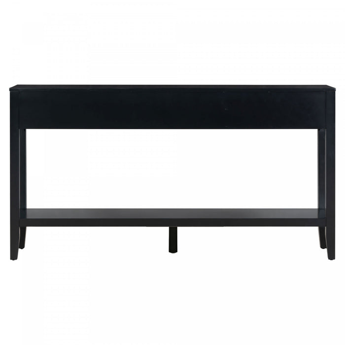 Emma 59.1'' Farmhouse Entryway Table with Drawers and Open Shelf,Black Sofa Table