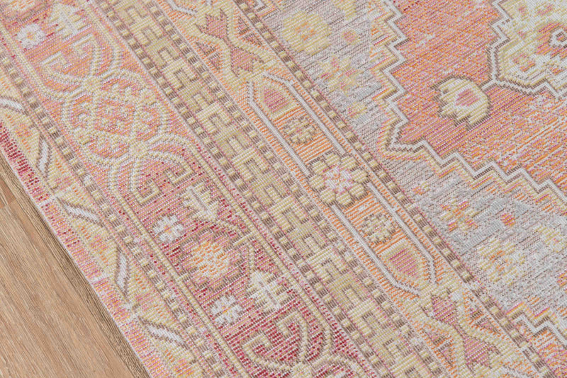Poppy Traditional 7'10\" x 10'6\" Area Rug in Pink Indoor Area Rug