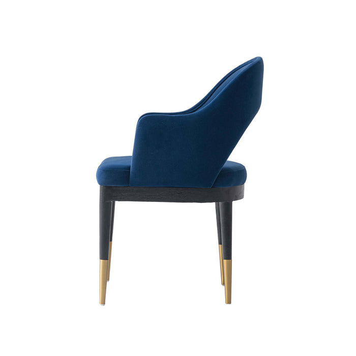 Carrington Modern Glam Upholstered Velvet Armchair in Midnight Blue - Set of 2