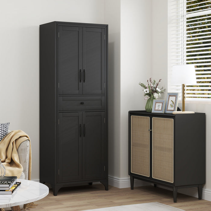 HOMCOM 67\" Kitchen Pantry Storage Cabinet with Doors and Shelves, Black