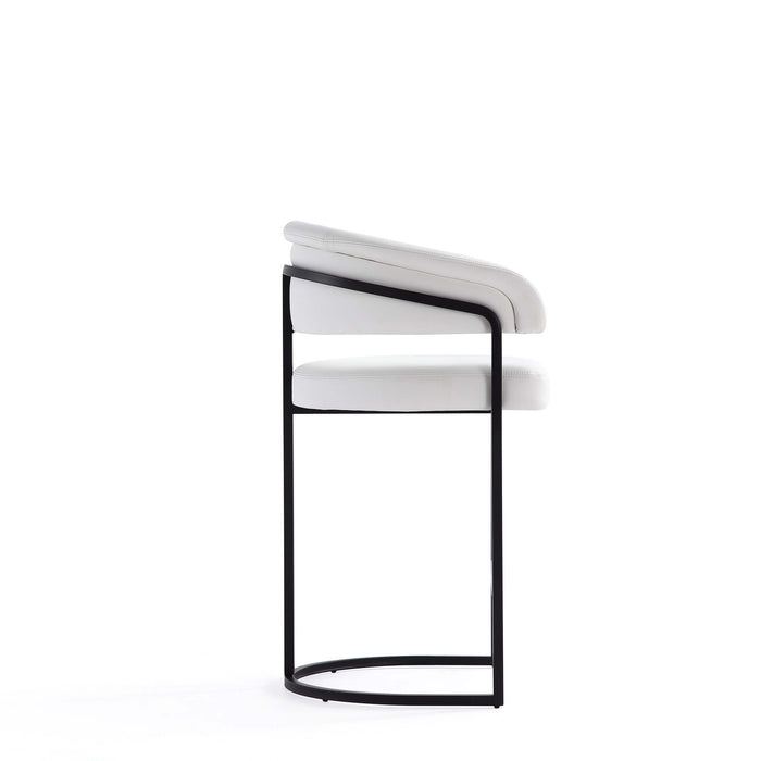 Augusta Modern Metal Upholstered Counter Stool in White - Set of 2