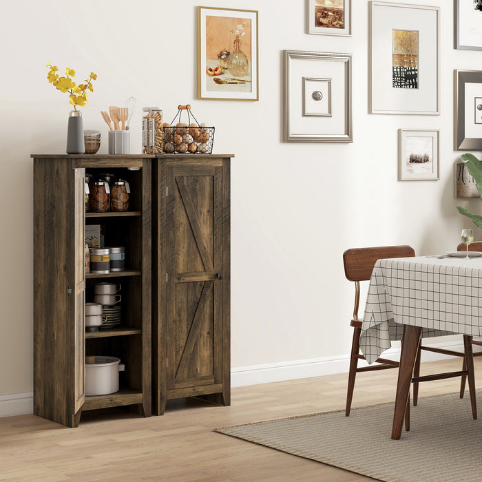 HOMCOM 48\" Kitchen Pantry, Storage Cabinet with Barn Door, Brown