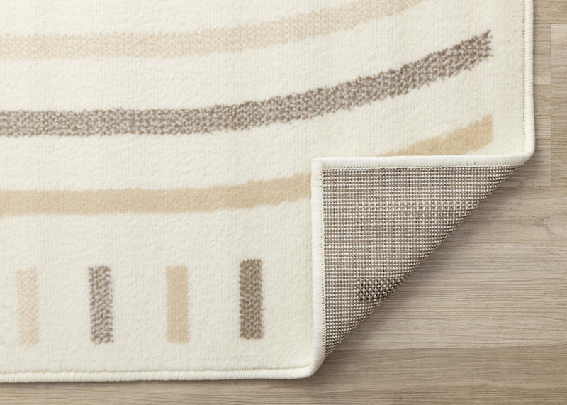 Forte Cream Beige Brown Curvy Lines Area Rug - 7'9\" x 10'6\"