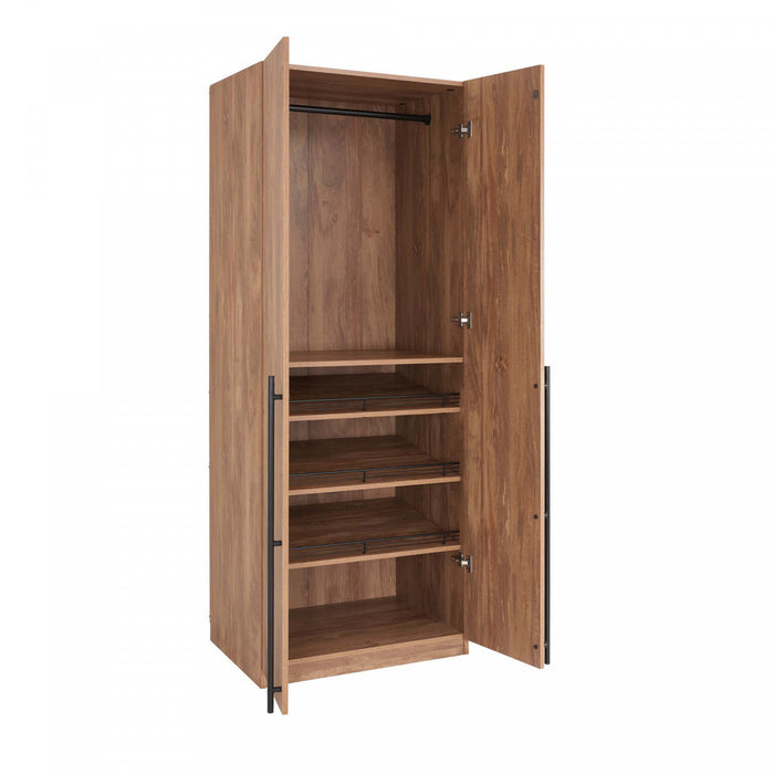 Lee Modern 32\" Wardrobe Closet in Golden Brown Armoire